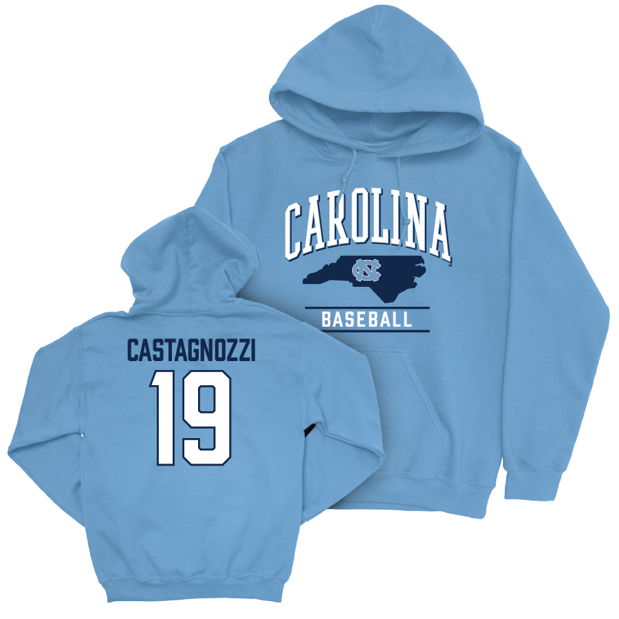 UNC Baseball Carolina Blue Arch Hoodie  - Johnny Castagnozzi