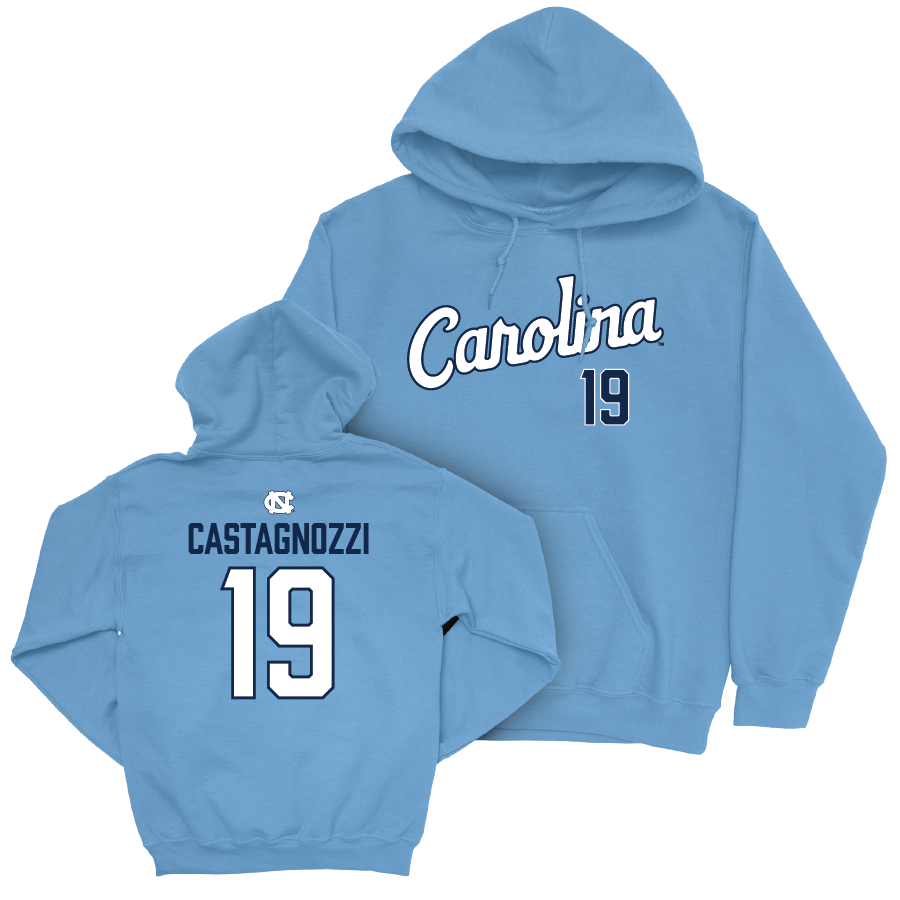 UNC Baseball Carolina Blue Script Hoodie  - Johnny Castagnozzi