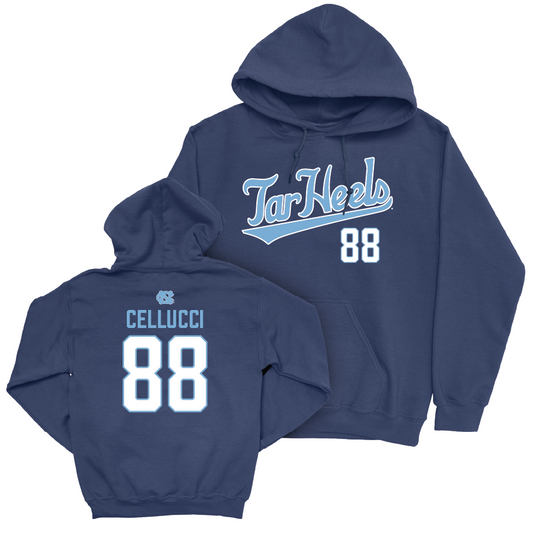 UNC Men's Lacrosse Navy Script Hoodie  - Chase Cellucci