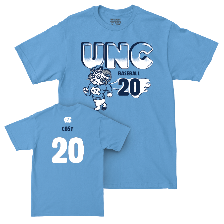 UNC Baseball Mascot Carolina Blue Tee   - Kaleb Cost