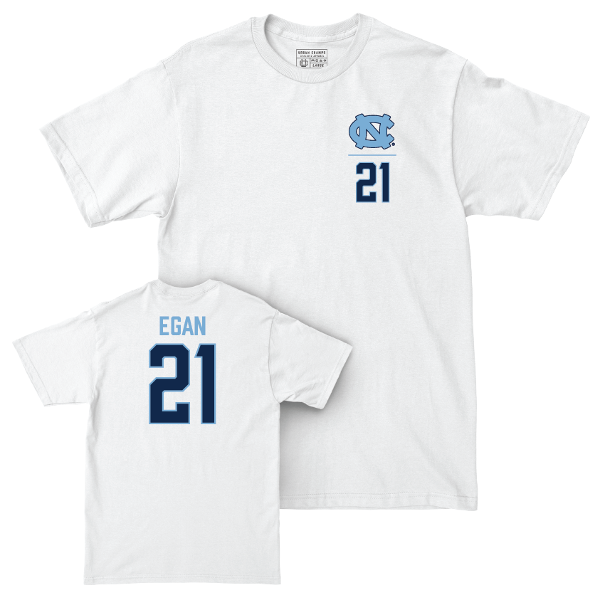 UNC Men's Lacrosse White Logo Comfort Colors Tee  - Dewey Egan