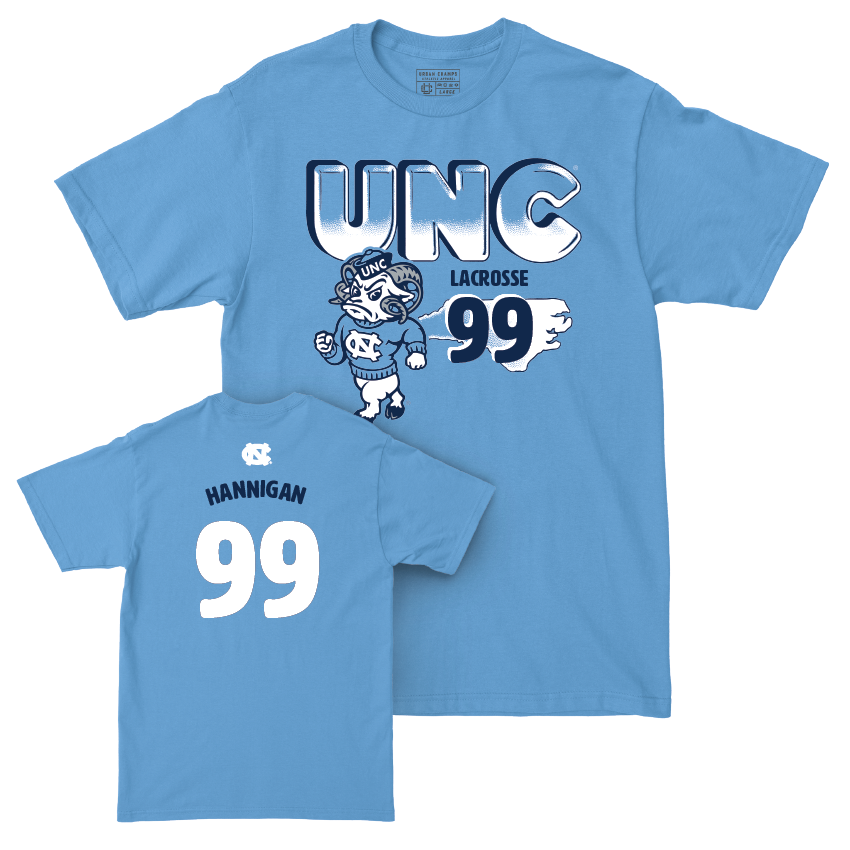 UNC Men's Lacrosse Mascot Carolina Blue Tee  - Colin Hannigan