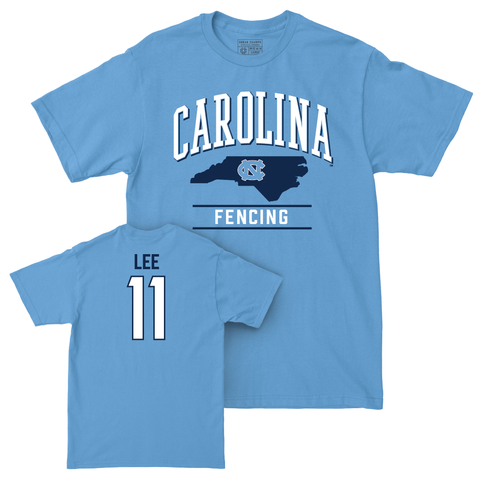 UNC Men's Fencing Carolina Blue Arch Tee  - Connor Lee