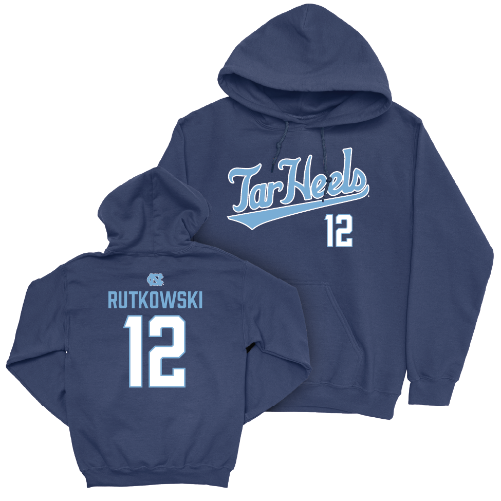 UNC Men's Soccer Navy Script Hoodie   - Alan Rutkowski