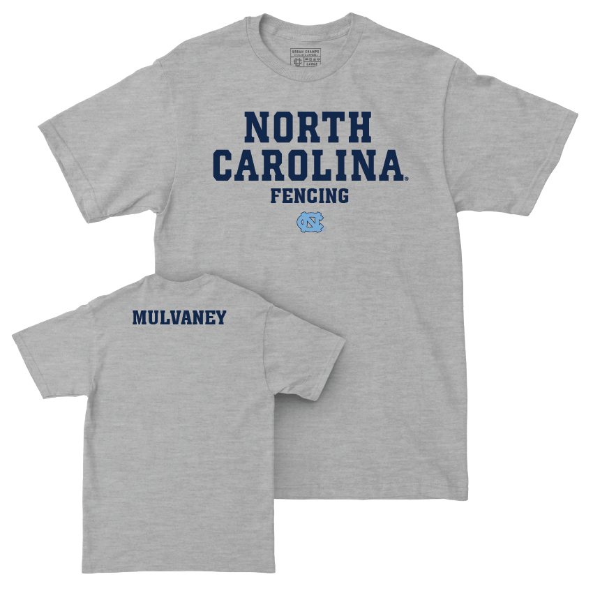 UNC Men's Fencing Sport Grey Staple Tee - Alec Mulvaney Youth Small