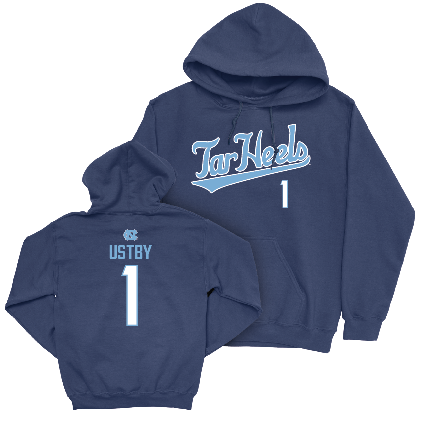 UNC Women's Basketball Navy Script Hoodie - Alyssa Ustby Youth Small