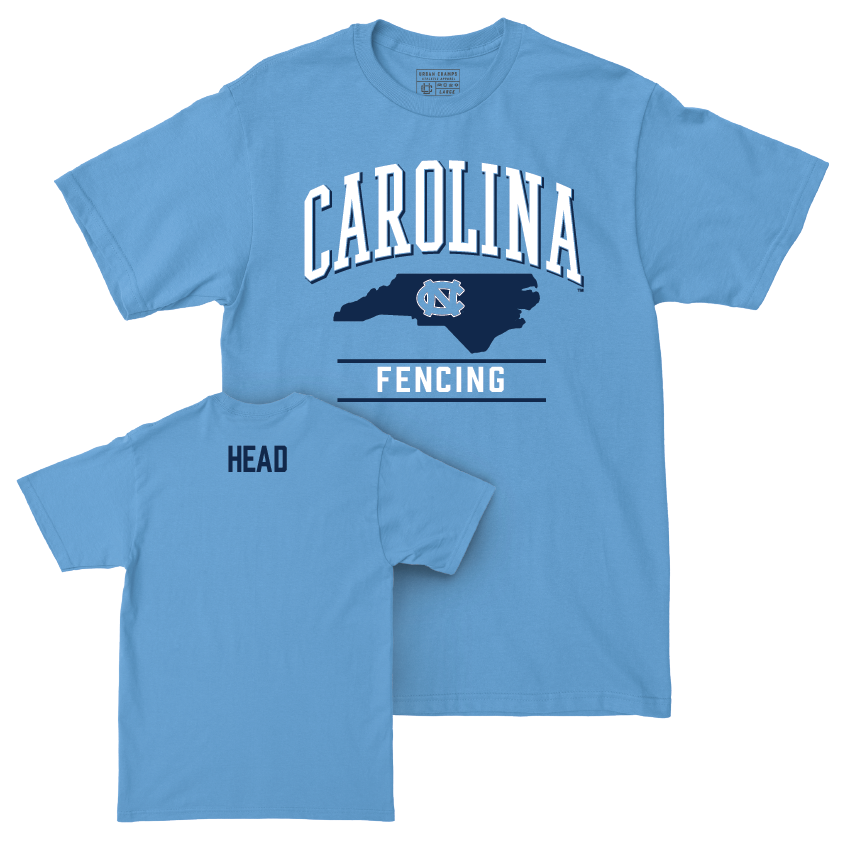 UNC Men's Fencing Carolina Blue Arch Tee - Connor Head Youth Small