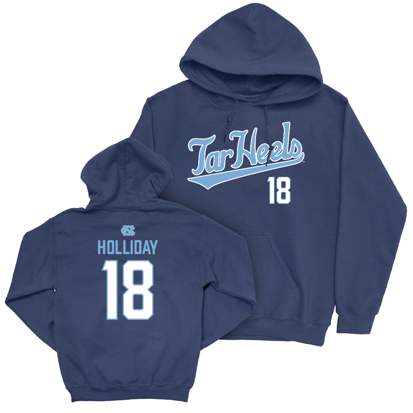 UNC Football Navy Script Hoodie - Christopher Holliday Youth Small