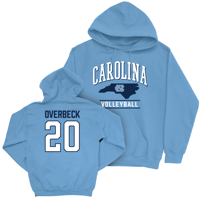 UNC Women's Volleyball Carolina Blue Arch Hoodie - Carson Overbeck Youth Small