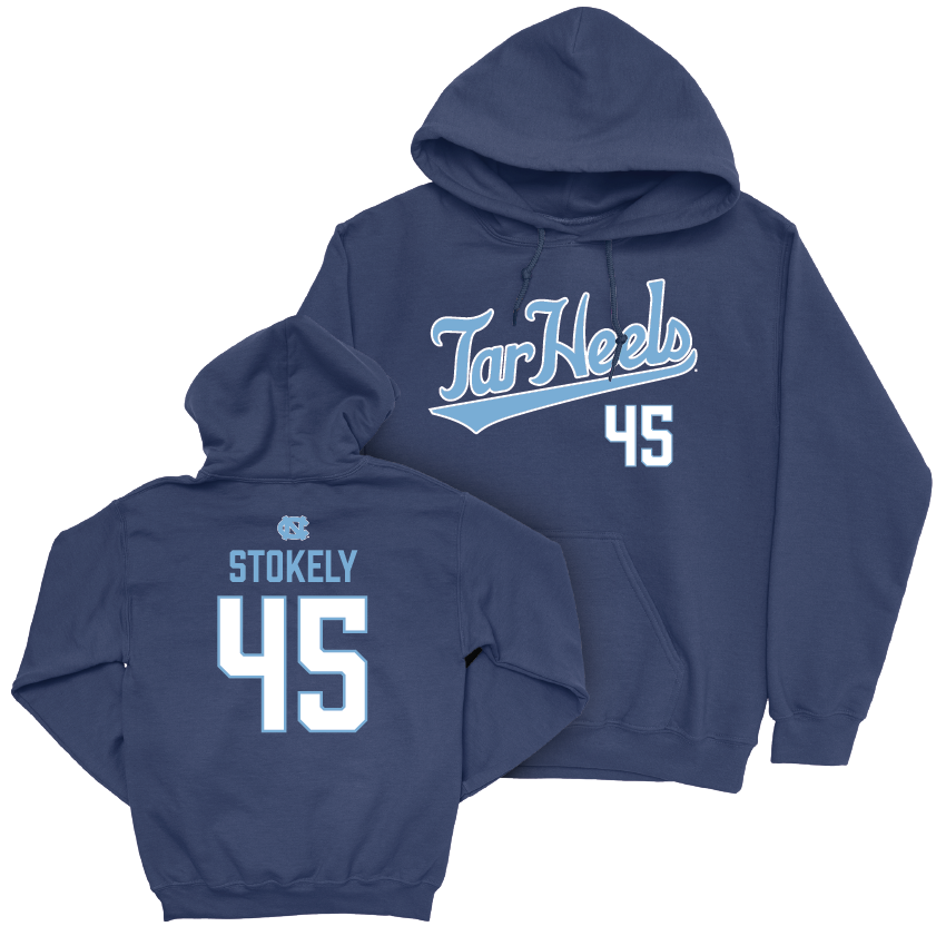 UNC Baseball Navy Script Hoodie - Hunter Stokely Youth Small