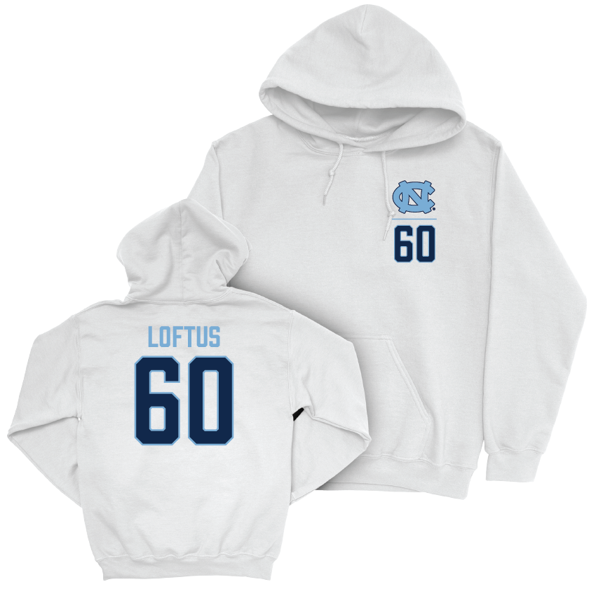 UNC Men's Lacrosse White Logo Hoodie - Jack Loftus Youth Small