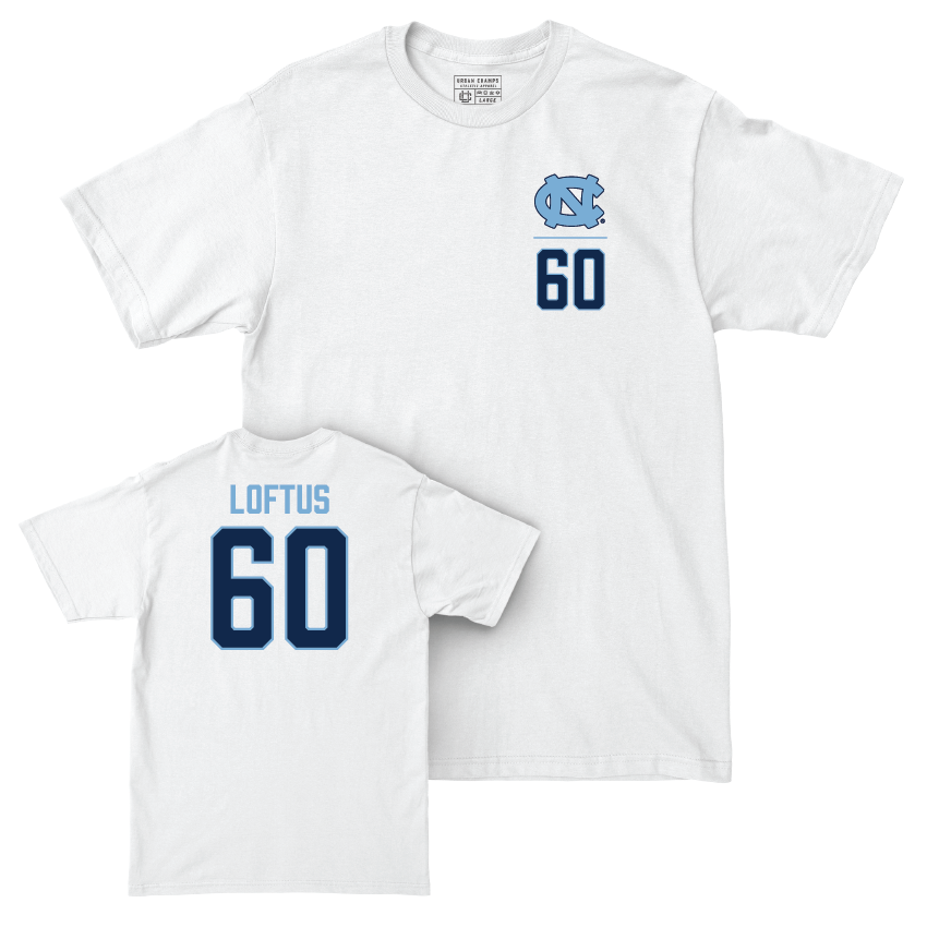 UNC Men's Lacrosse White Logo Comfort Colors Tee - Jack Loftus Youth Small