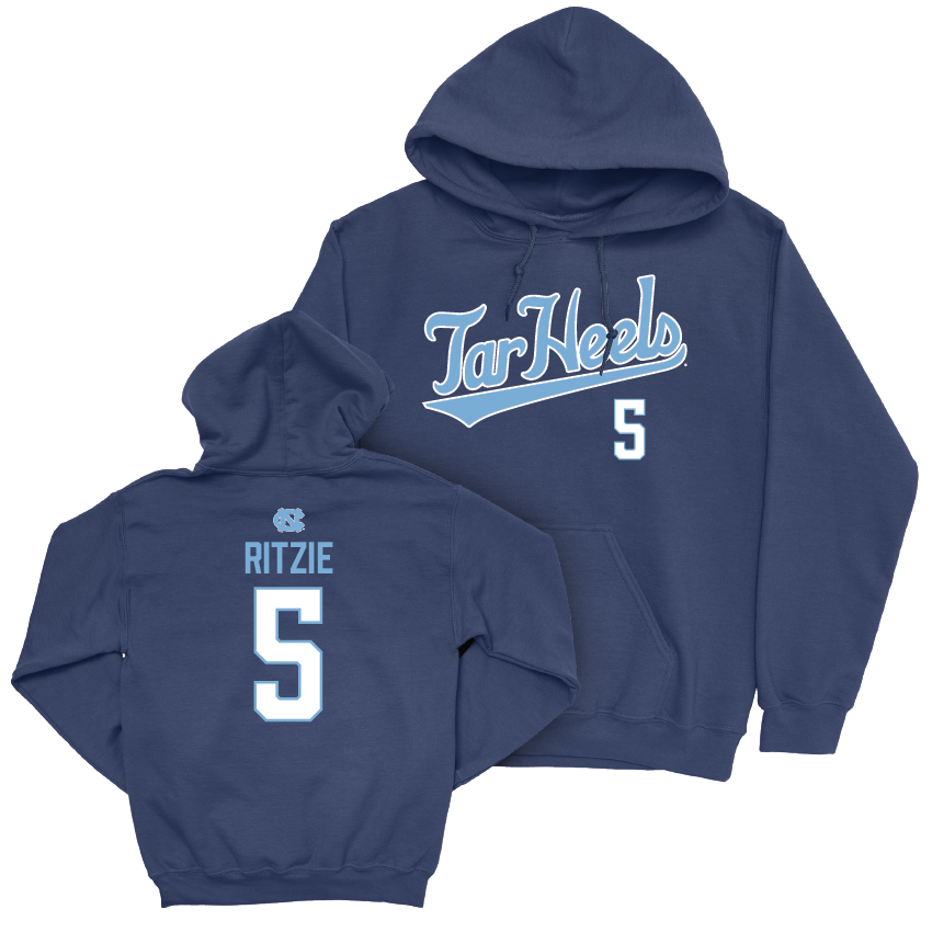 UNC Football Navy Script Hoodie - Jahvaree Ritzie Youth Small