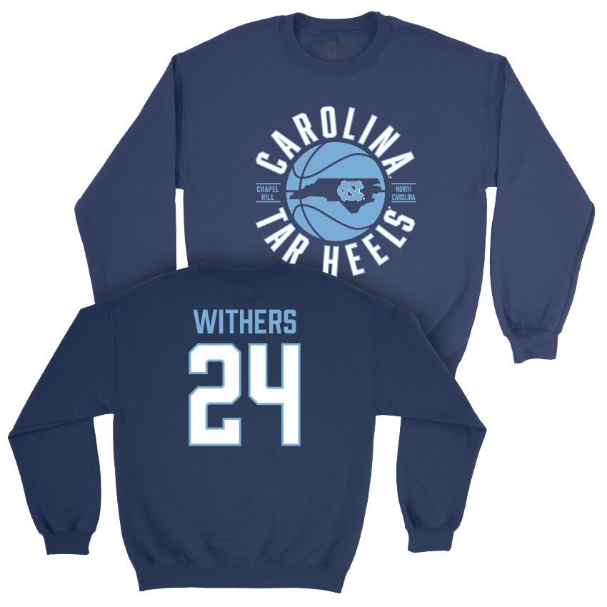 UNC Men's Basketball Navy Crew - Jae'Lyn Withers Youth Small