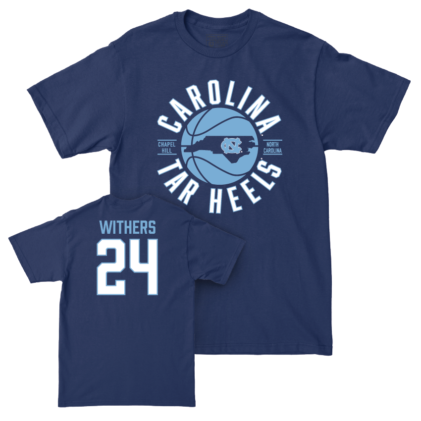 UNC Men's Basketball Navy Tee - Jae'Lyn Withers Youth Small