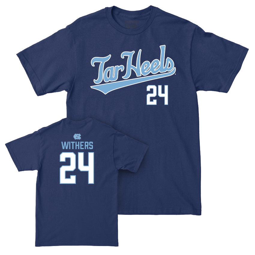 UNC Men's Basketball Navy Script Tee - Jae'Lyn Withers Youth Small
