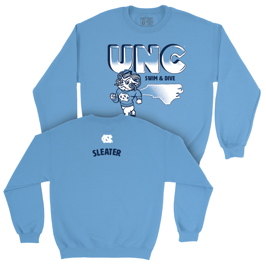UNC Men's Swim & Dive Mascot Carolina Blue Crew - Patrick Sleater Youth Small