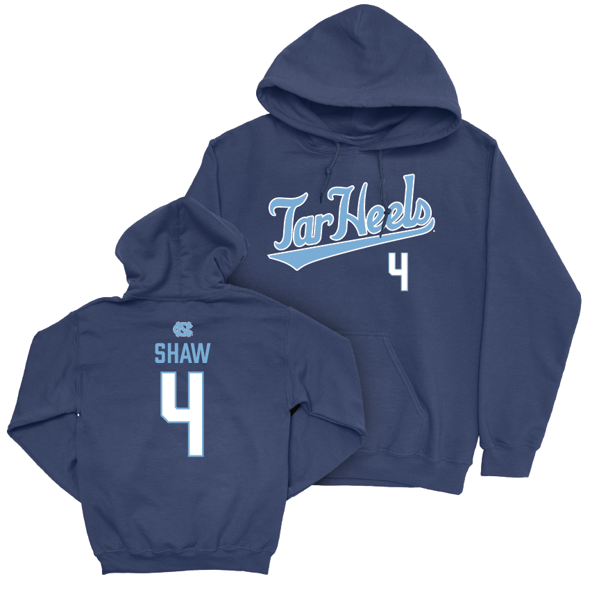 UNC Football Navy Script Hoodie - Travis Shaw Youth Small