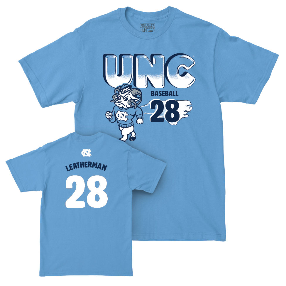 UNC Baseball Mascot Carolina Blue Tee   - Michael (Riley) Leatherman