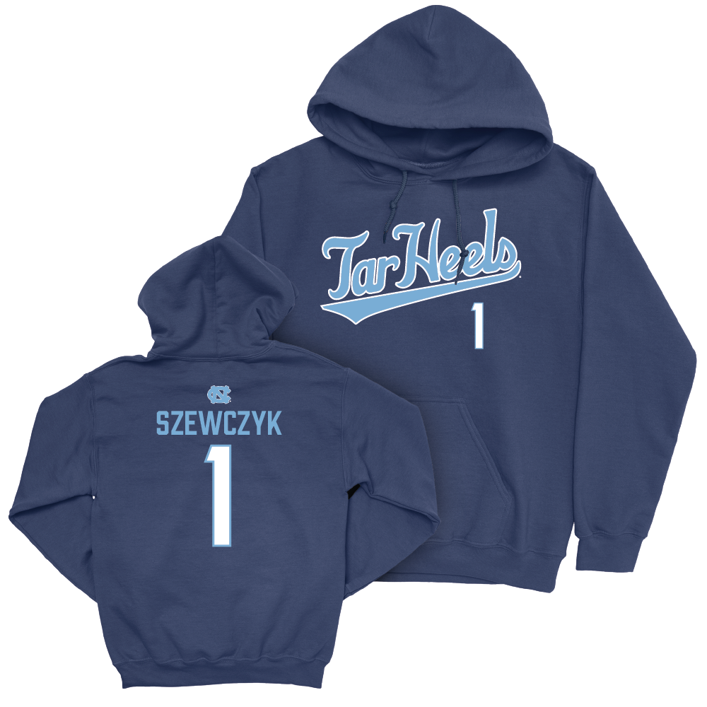 UNC Men's Lacrosse Navy Script Hoodie  - Mason Szewczyk