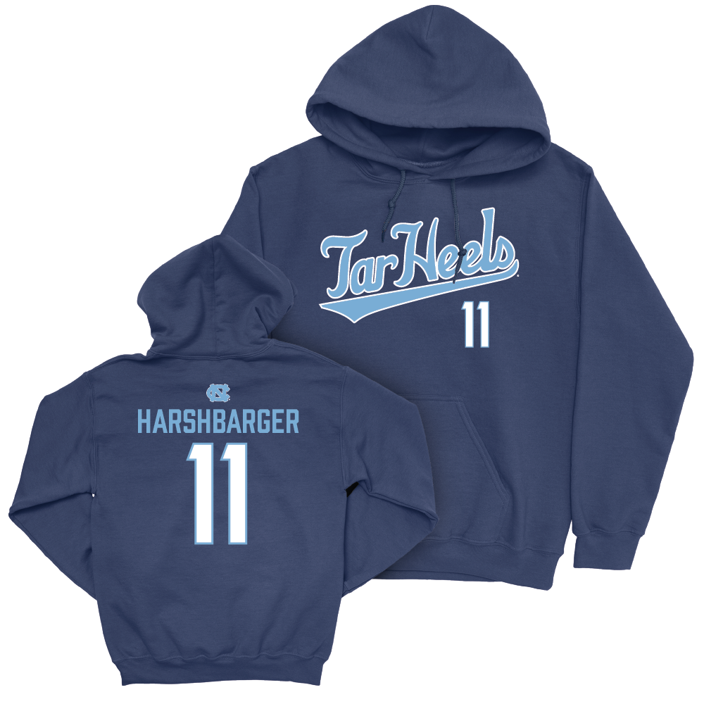 UNC Men's Lacrosse Navy Script Hoodie  - Caden Harshbarger